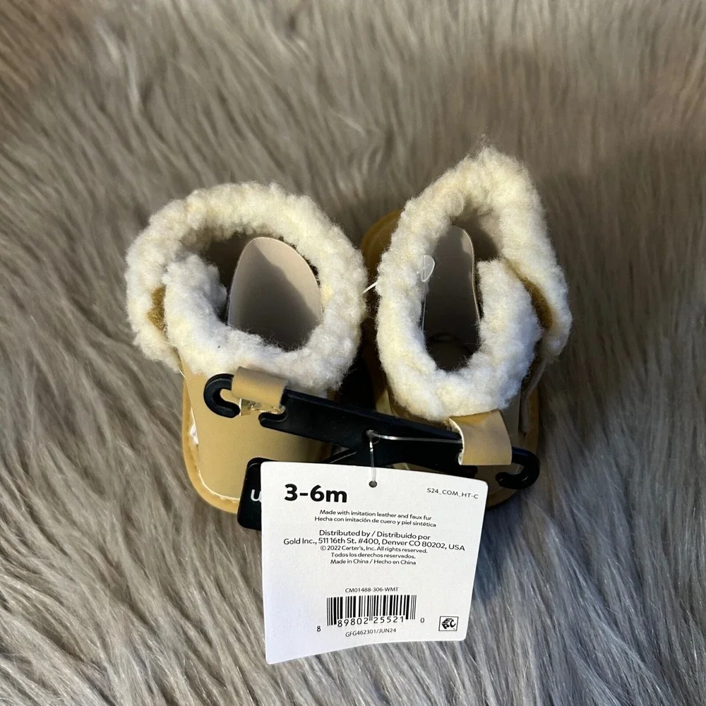 Carter's Child Of Mine Crib Shoes Baby's Size 3-6 Months Beige Boots Booties